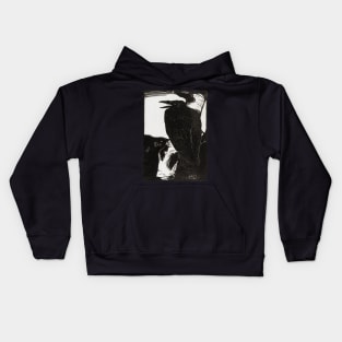 Raven on a tree branch Kids Hoodie